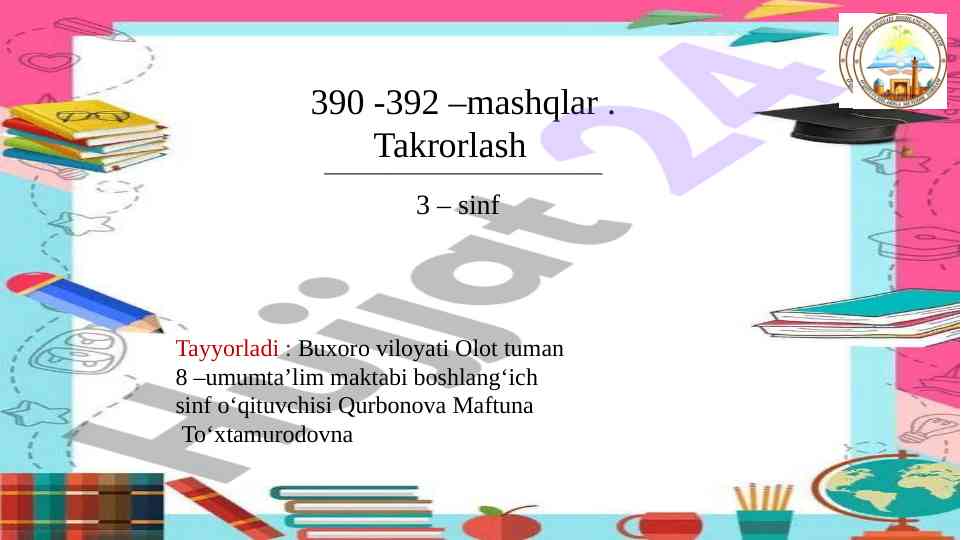 Sinflar uchun takrorlash mashqlari
