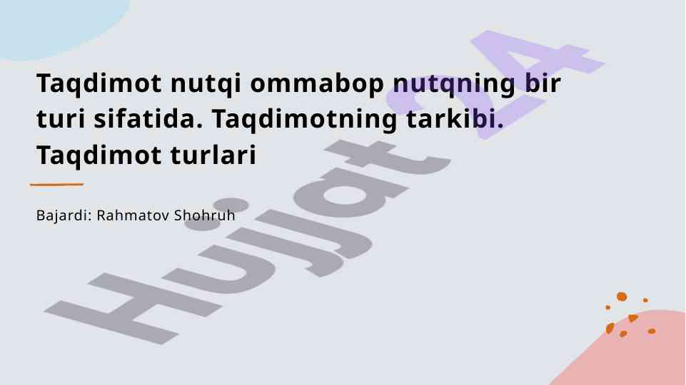 Nutq taqdimoti va uning ahamiyati ta'limda
