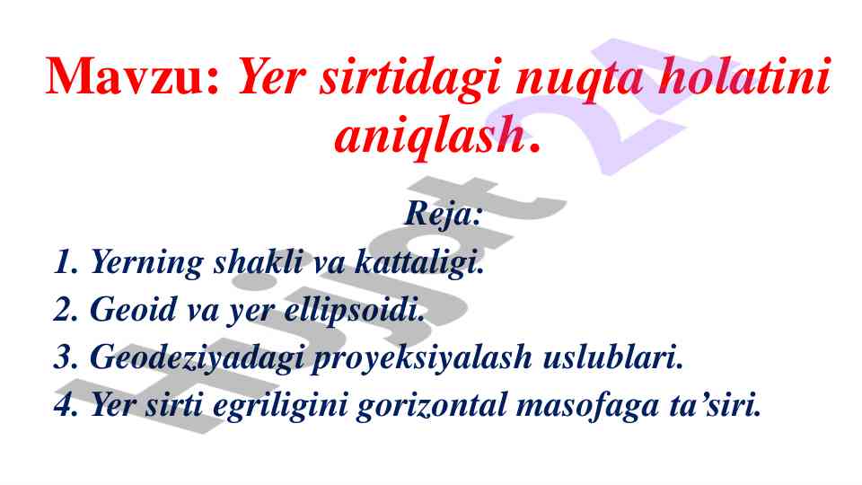 Yer sirtidagi nuqta holatini aniqlash