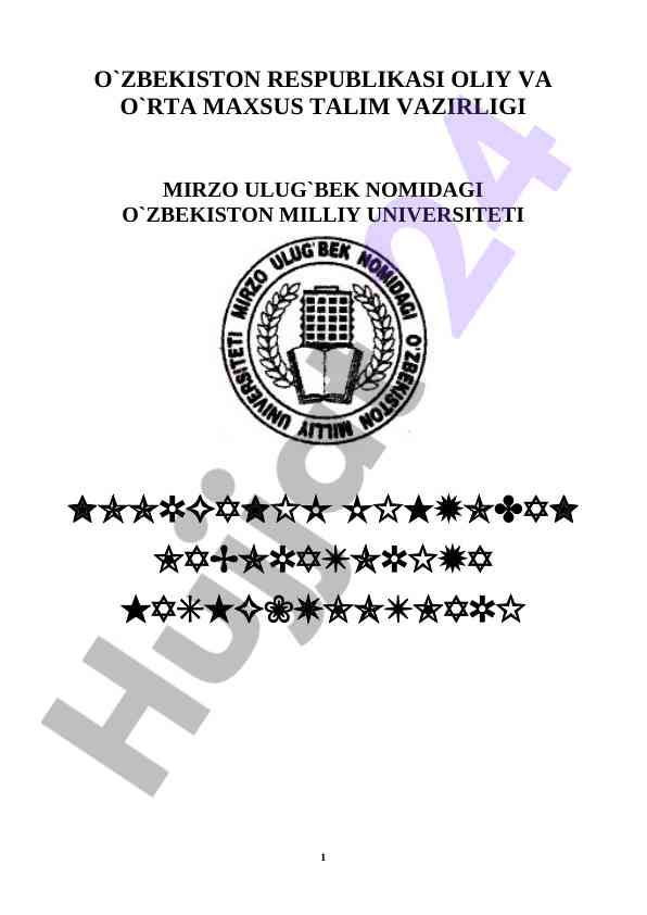 NOORGANIK KIMYODAN LABORATORIYA MASHG‘ULOTLARI