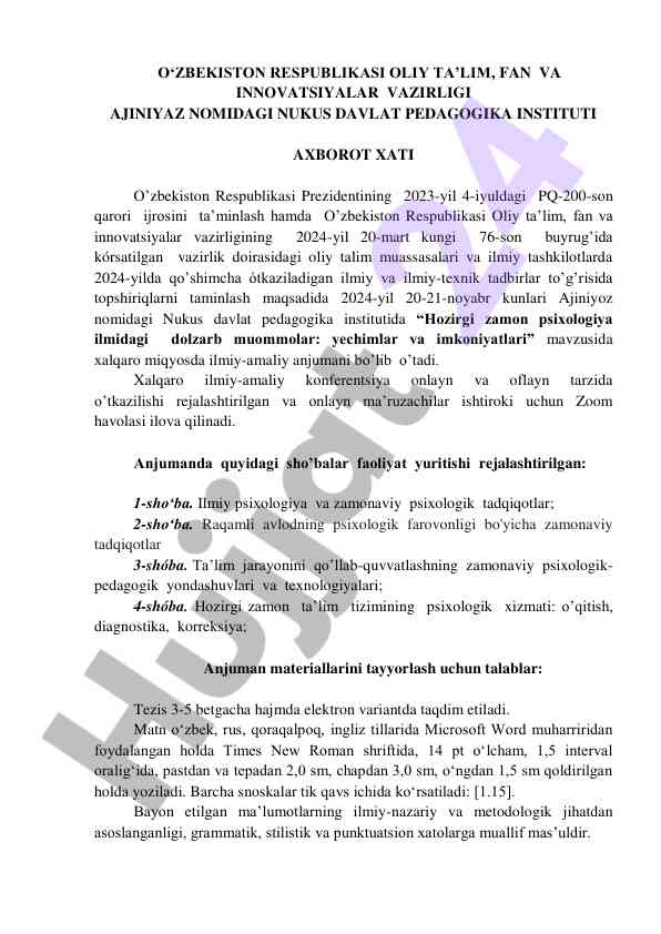 Hozirgi zamonda psixologiya ilmidagi muommolar