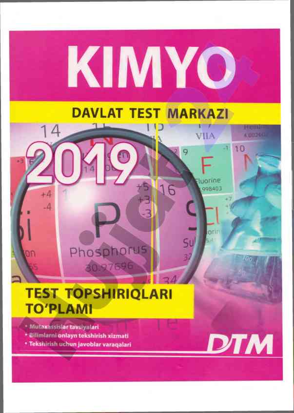 Test topshiriqlari to'plami 2019-yil kimyo