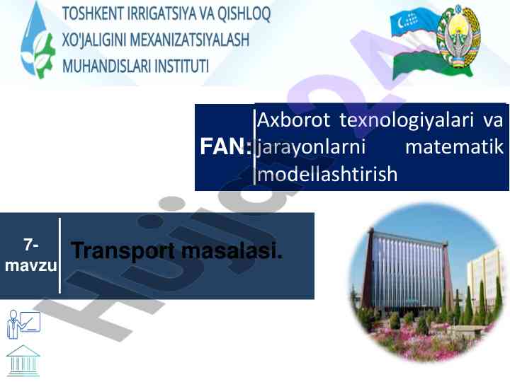 Transport masalasining matematik modellashtirilishi