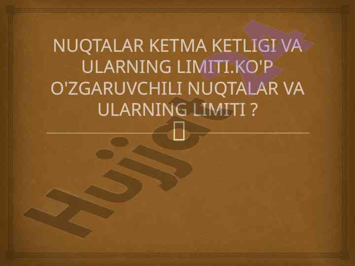 Nuqtalar ketma ketligi va ularning limiti