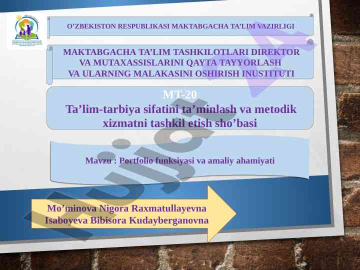 Portfolio funksiyasi va amaliy ahamiyati