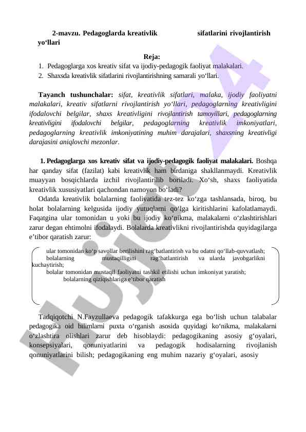 Pedagoglarda kreativlikni rivojlantirish yo‘llari