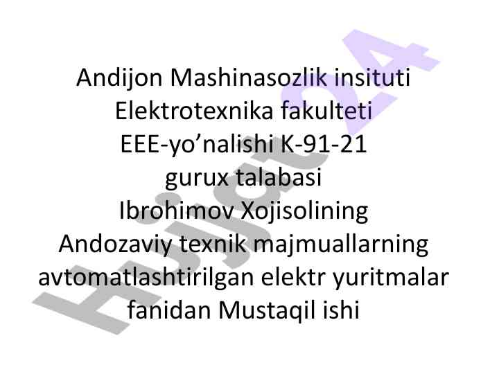 Tokarlik vint qirquvchi dastgohning boshqarish sxemasi