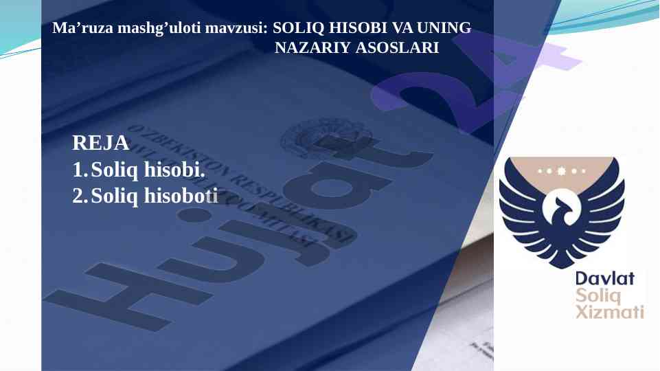 Soliq hisobi va uning nazariy asoslari