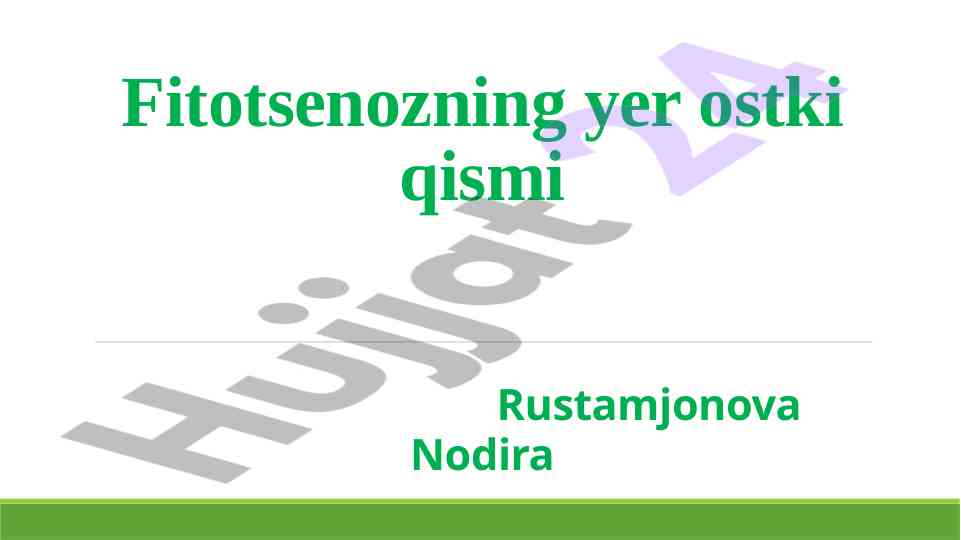 Fitotsenozning yer ostki qismi haqida ma'lumotlar