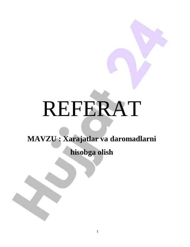 Xarajatlar va daromadlarni hisobga olish tizimi