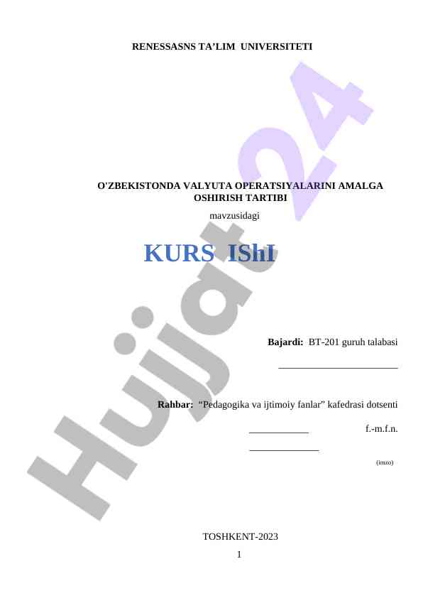 Valyuta operatsiyalarini o'zbekiston ta'limida