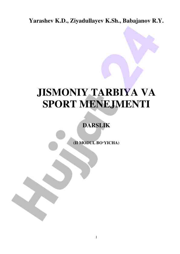 Jismoniy tarbiya va sport menejmenti darslik