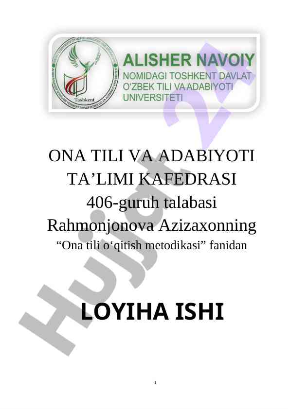 Ona tili o’qitish metodikasi