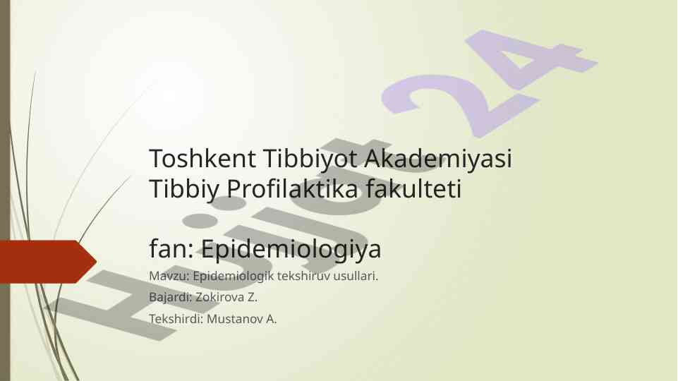 Epidemiologik tekshiruv usullari tahlili