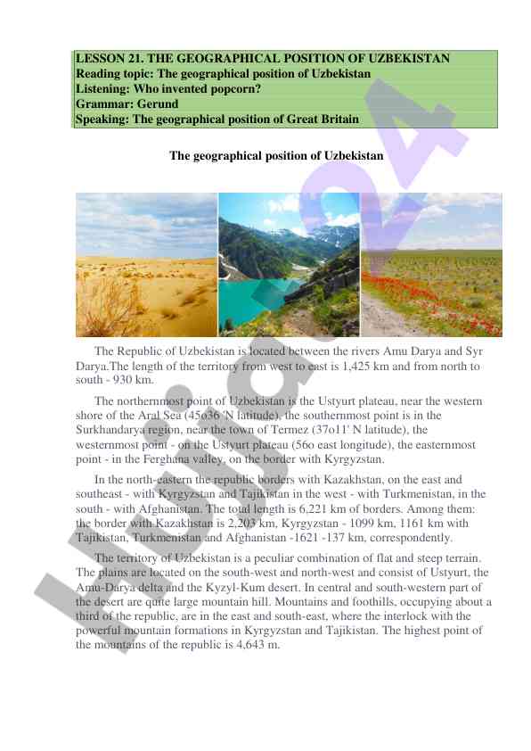 Geographical position of uzbekistan overview