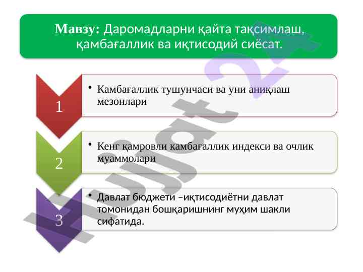 Аҳолининг турмуш даражаси тушунчаси ва қашшоқлик