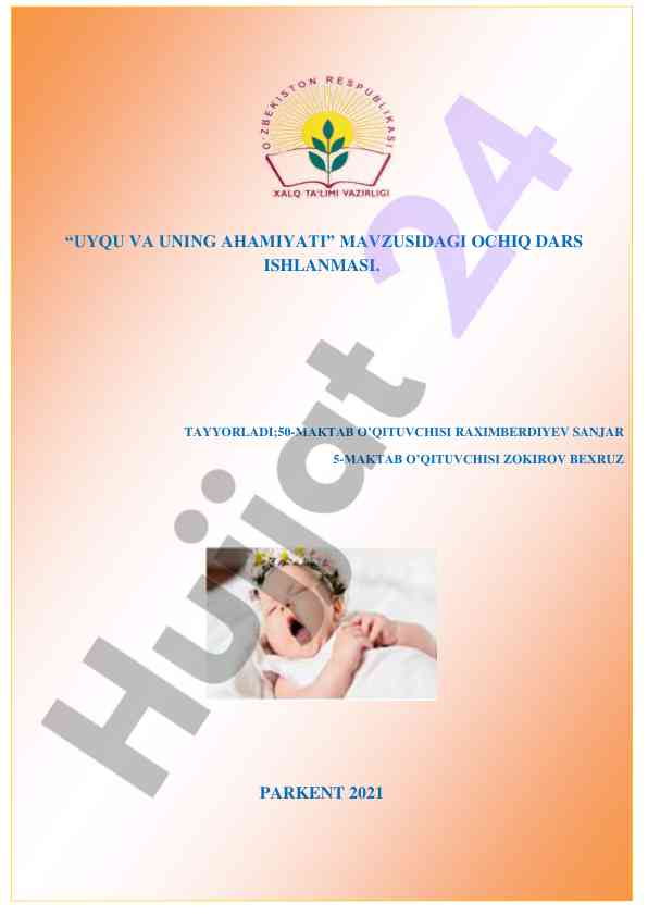 Uyqu va uning ahamiyati dars ishlanmasi