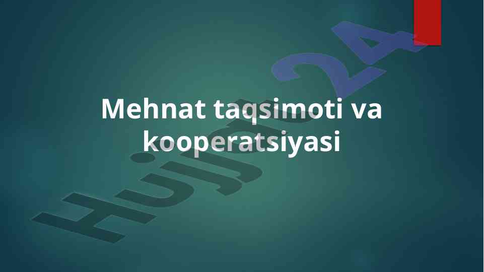 Mehnat taqsimoti va kooperatsiyasi tahlili