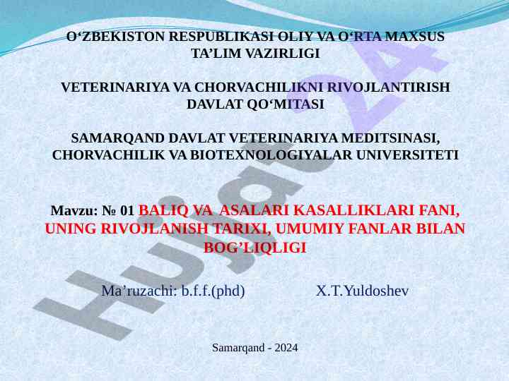 Baliq va asalari kasalliklari fani tarixi