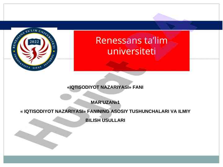 Iqtisodiyot nazariyasi mavzulari va asosiy tushunchalari