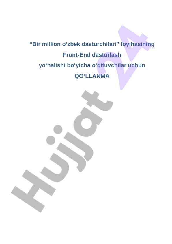 Html ga kirish va web dasturlash