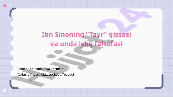 Ibn sinoning tayr qissasida ishq falsafasi