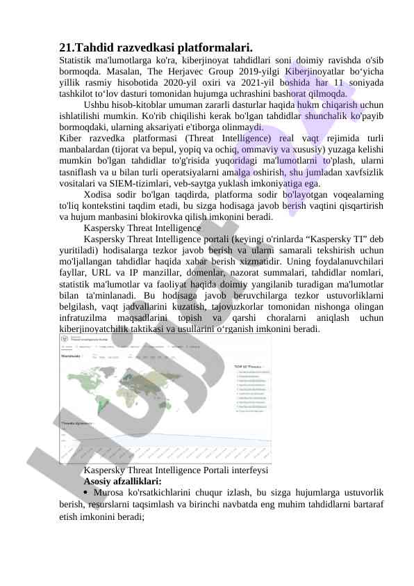 Kiberjinoyat tahdidlari va razvedka platformalari