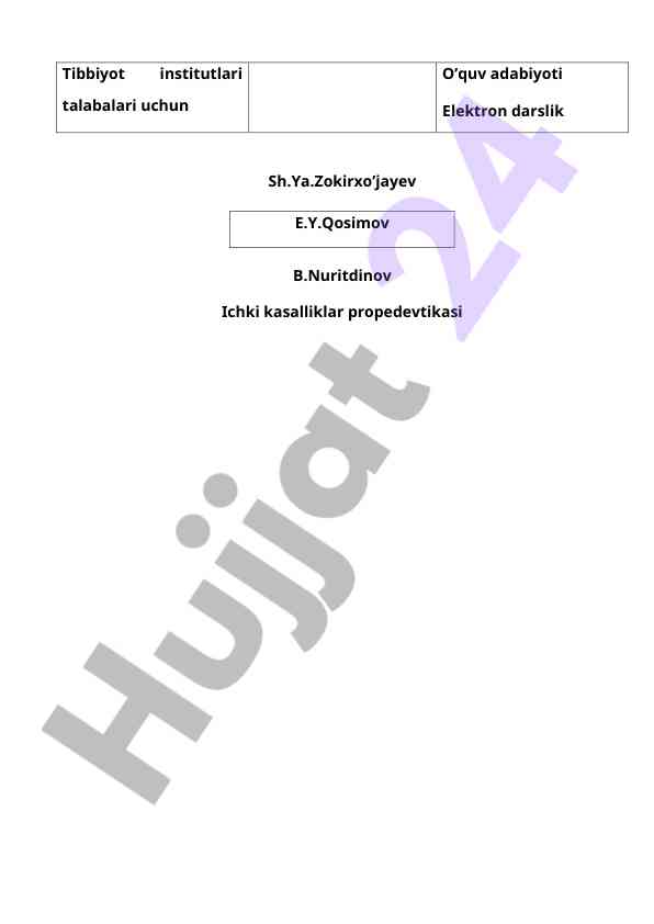 Ichki kasalliklar propedevtikasi elektron darslik