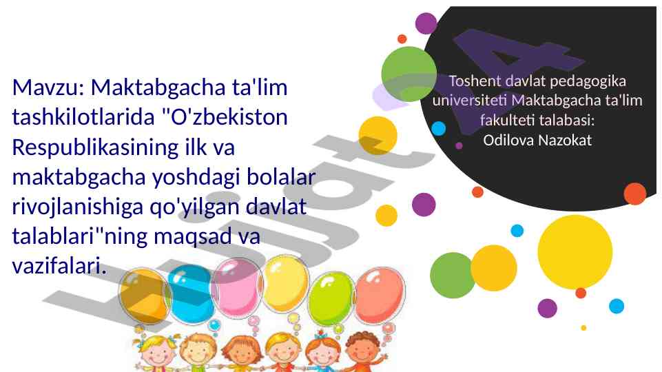 Maktabgacha ta'lim tizimidagi davlat talablari