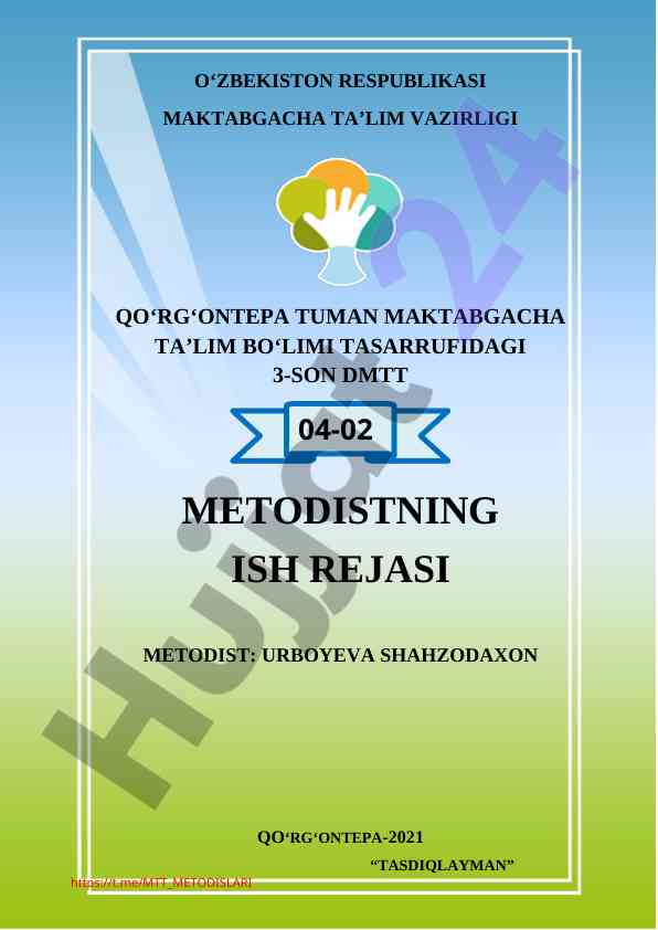 Maktabgacha ta'lim tashkiloti ish rejasi