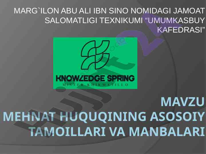 Mehnat huquqining asosiy tamoillari va manbalari