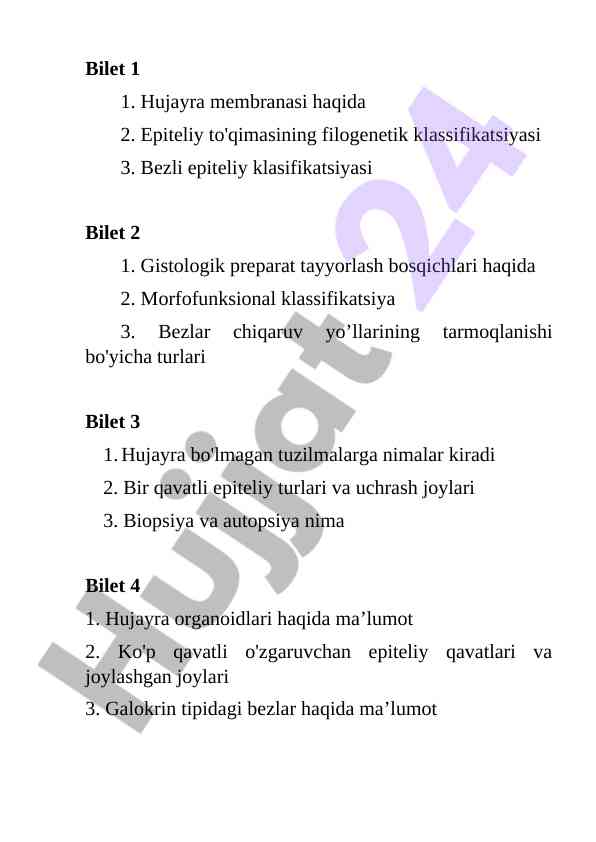 Hujayra membranasi va epiteliy to'qimalari