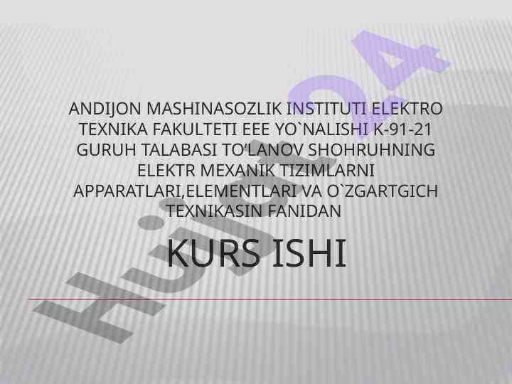 Elektr mexanik tizimlar va o'zgartgich texnikasi