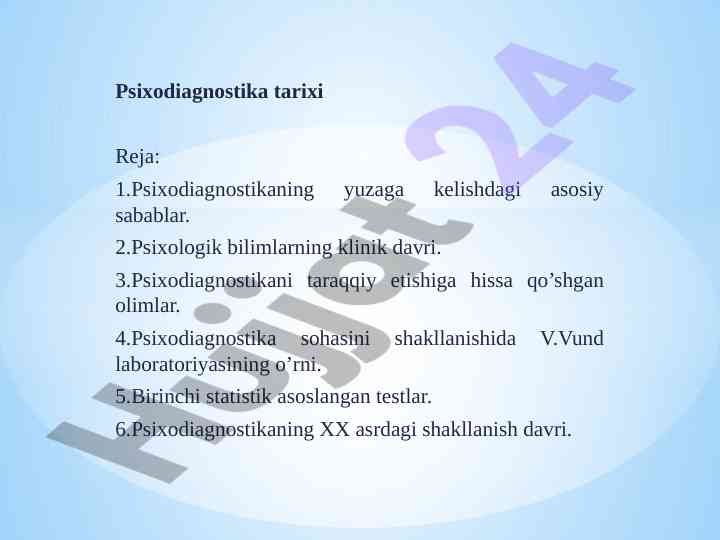 Psixodiagnostika tarixi va asosiy qarashlar