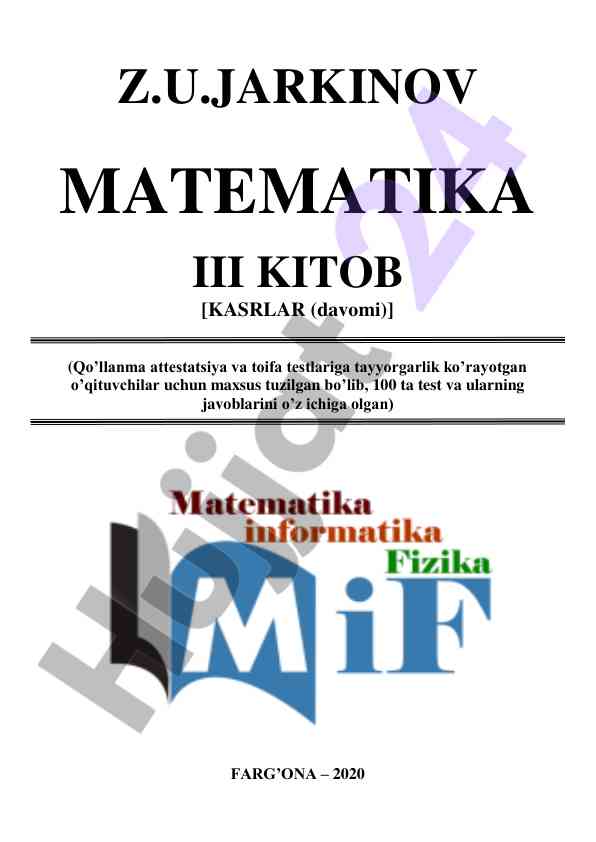 Matematika iii kitob testlari va javoblari