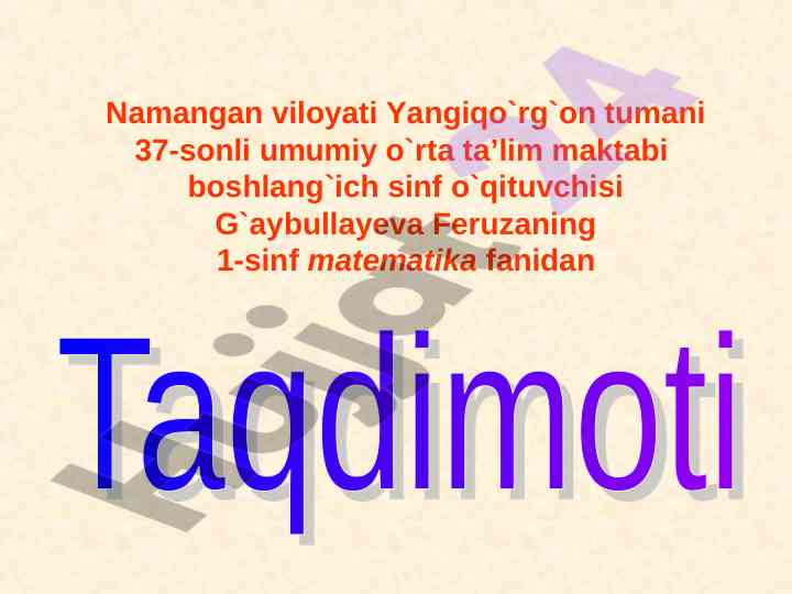 1-sinf matematikadagi sonlar va hisob masalalari