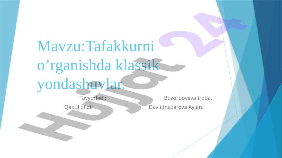Tafakkurni o’rganishda klassik yondashuvlar