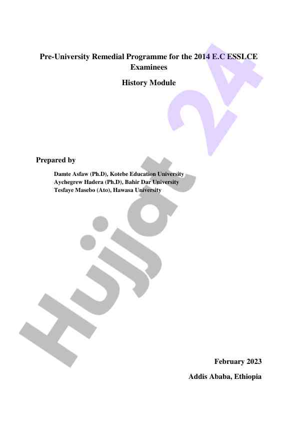 Pre-university remedial programme for history module