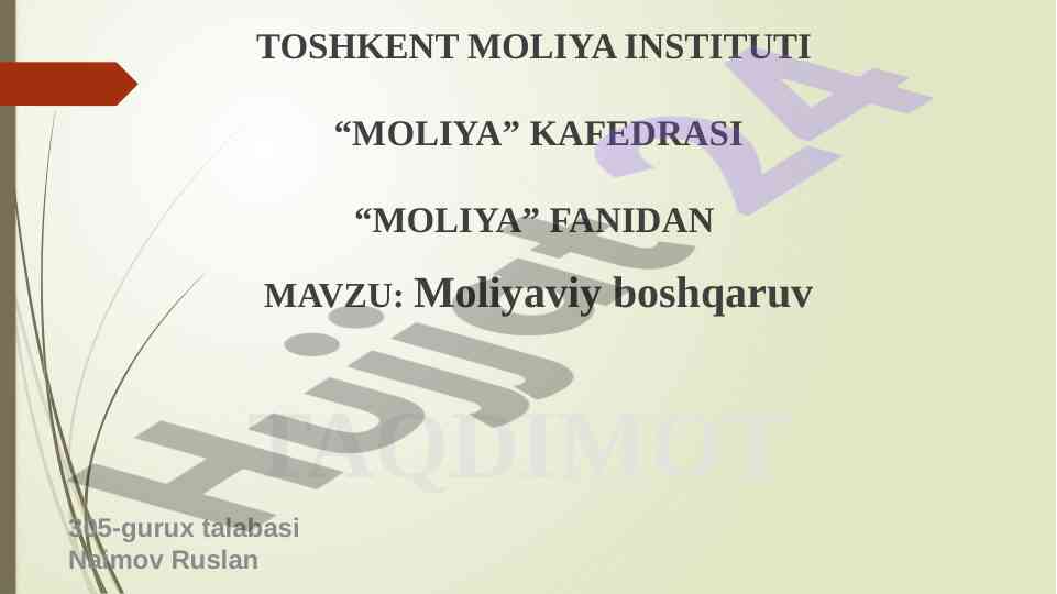 Moliyaviy boshqaruv: asosiy vazifalar va jihatlar
