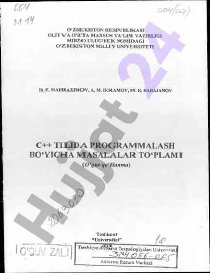 C++ tilida programmalaash bo'yicha masalalar to'plami