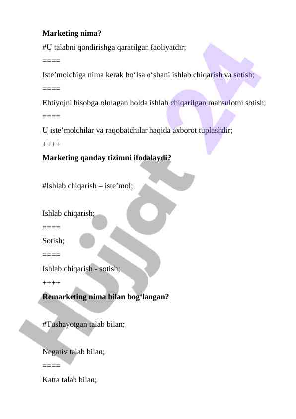 Marketing nima? tushuncha va faoliyat tizimi