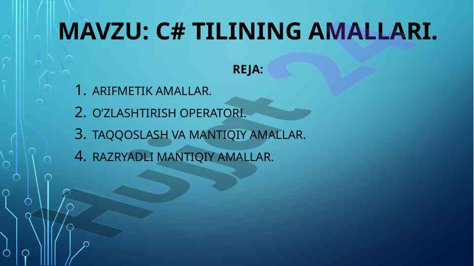 C# tilida arifmetik amallar tajribalari