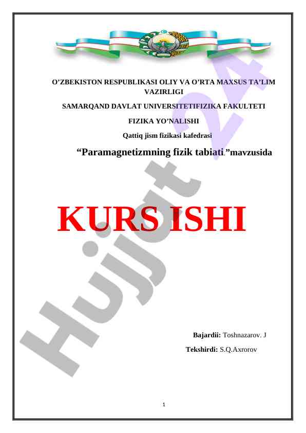 Paramagnetizmning fizik tabiati