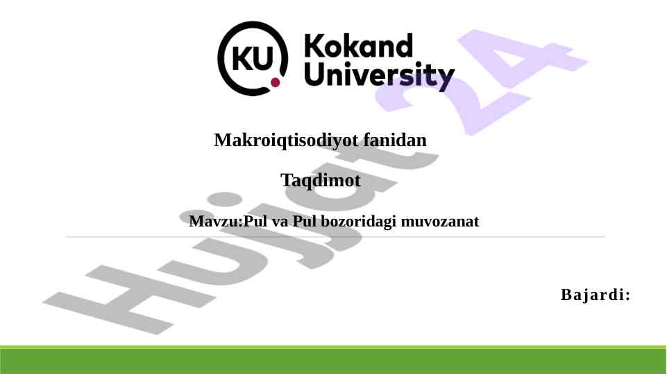 Makroiqtisodiyotda pul bozori va muvozanat tahlili