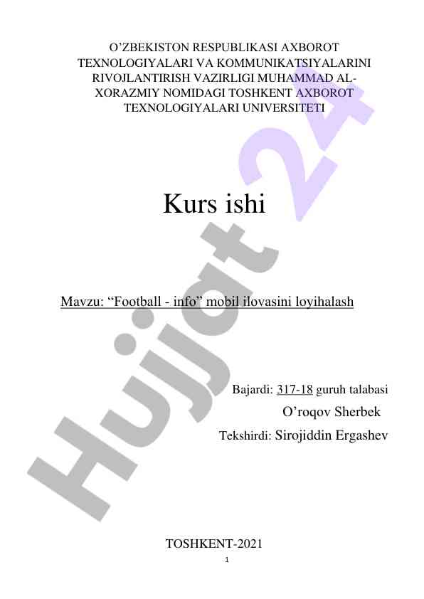 Football - info mobil ilovasini loyihalash