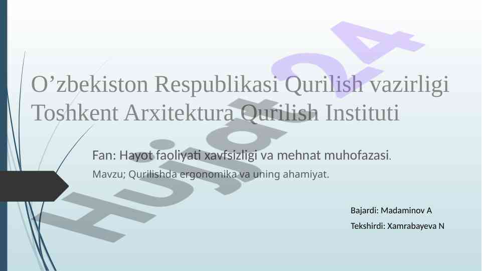 Qurilishda ergonomika va uning ahamiyati