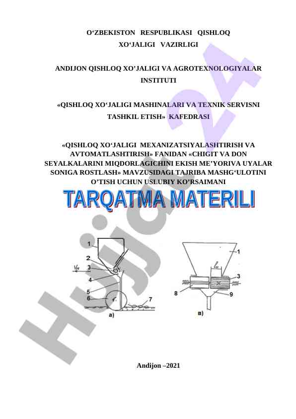Qishloq xu‘jaligi mashinalari va texnik servis