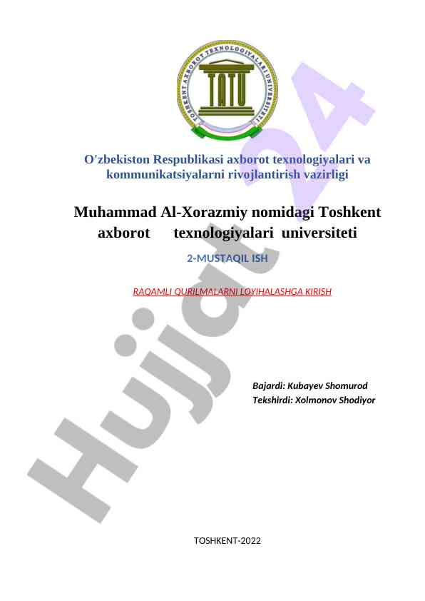 Raqamli qurilmalarni loyihalashga kirish