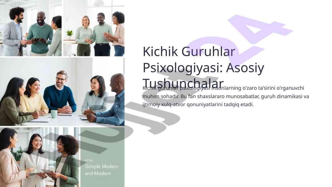 Kichik guruhlar psixologiyasi asosiy tushunchalar