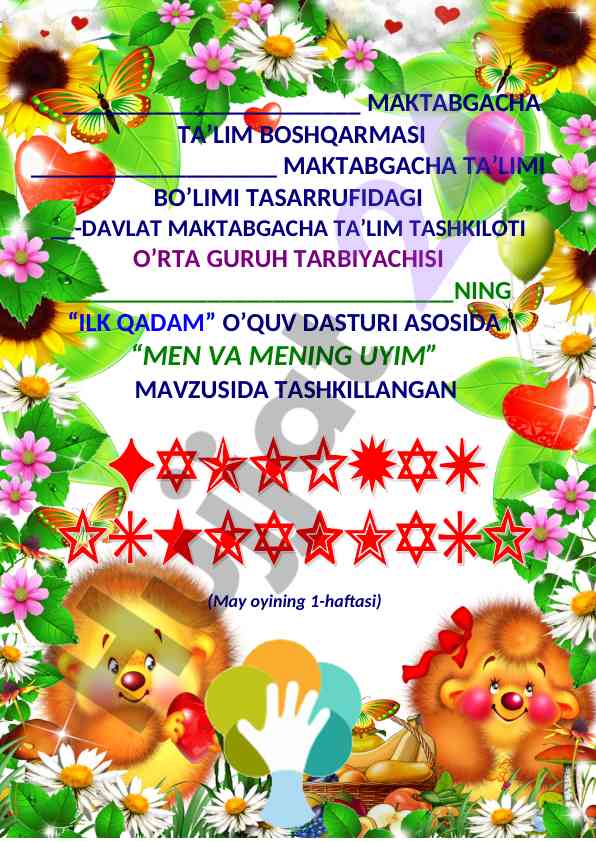 Men va mening uyim mavzusida o'quv dasturi